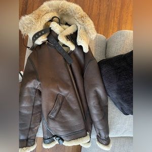 Brown leather vintage cockpit jacket